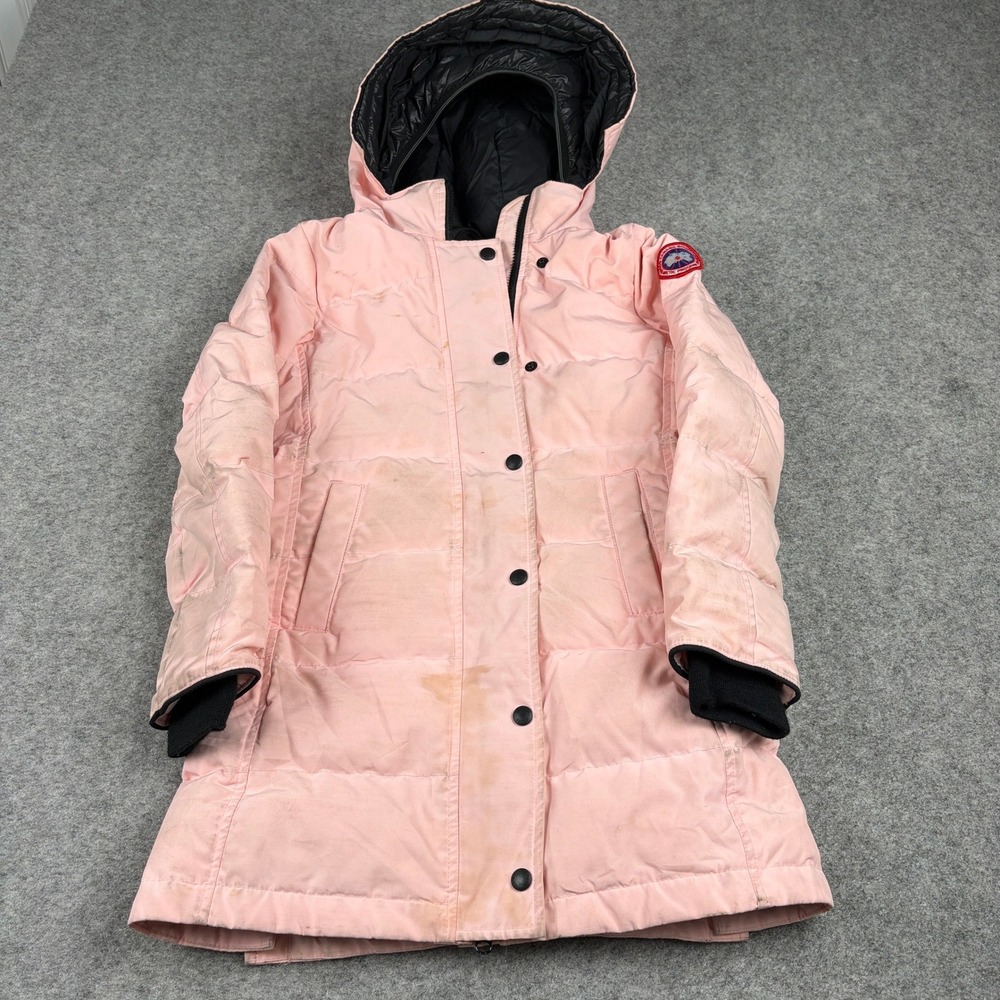 Canada Goose Puffer Jacket Girls Small 7-8 Pink Arctic Program Hooded Parka